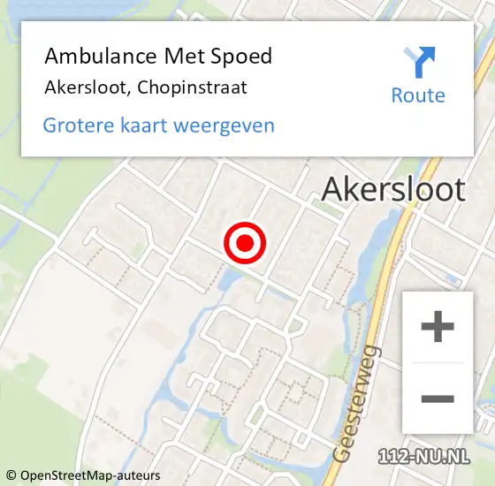 Locatie op kaart van de 112 melding: Ambulance Met Spoed Naar Akersloot, Chopinstraat op 14 mei 2022 06:45