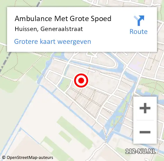 Locatie op kaart van de 112 melding: Ambulance Met Grote Spoed Naar Huissen, Generaalstraat op 14 mei 2022 06:50