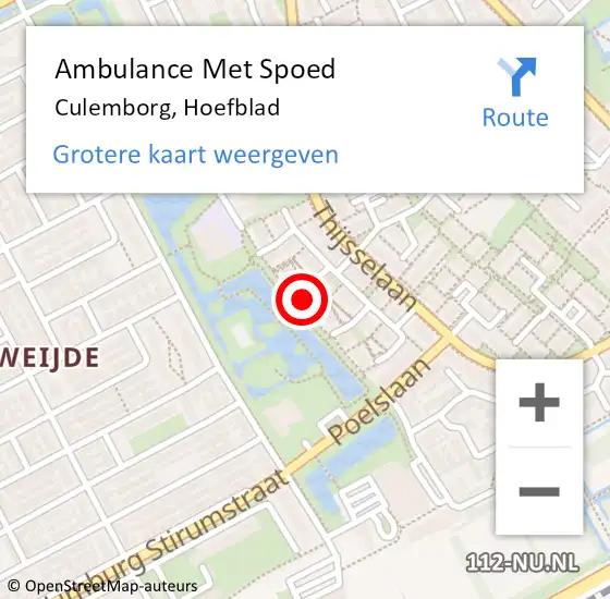 Locatie op kaart van de 112 melding: Ambulance Met Spoed Naar Culemborg, Hoefblad op 14 mei 2022 06:58