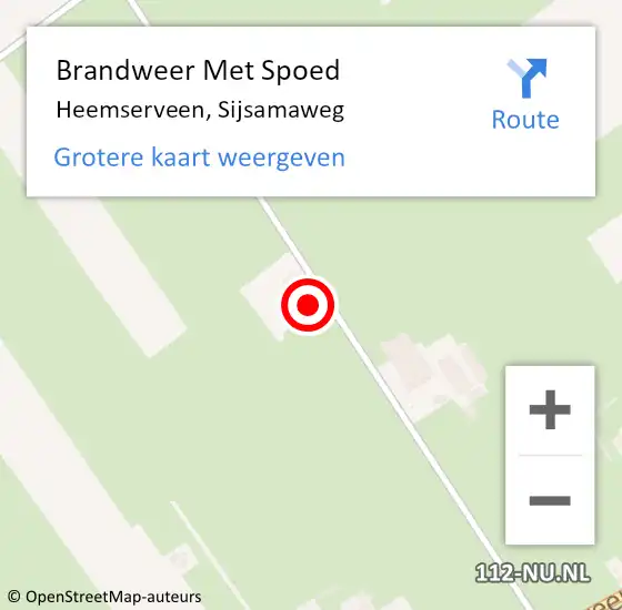 Locatie op kaart van de 112 melding: Brandweer Met Spoed Naar Heemserveen, Sijsamaweg op 14 mei 2022 07:06