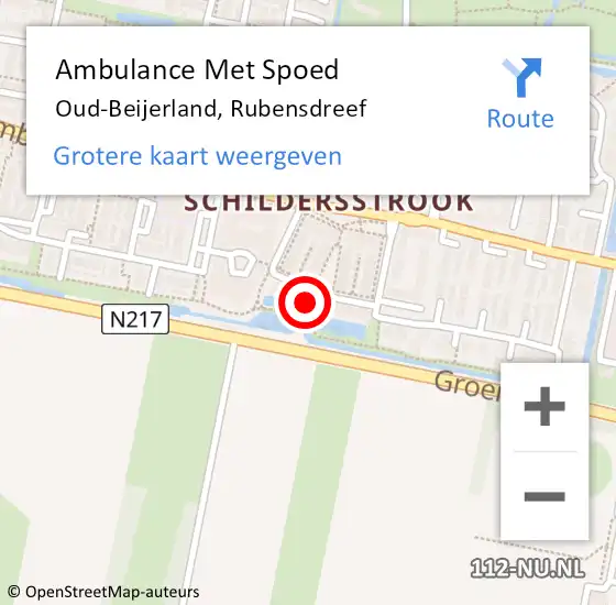 Locatie op kaart van de 112 melding: Ambulance Met Spoed Naar Oud-Beijerland, Rubensdreef op 14 mei 2022 07:26