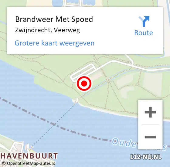 Locatie op kaart van de 112 melding: Brandweer Met Spoed Naar Zwijndrecht, Veerweg op 14 mei 2022 08:07