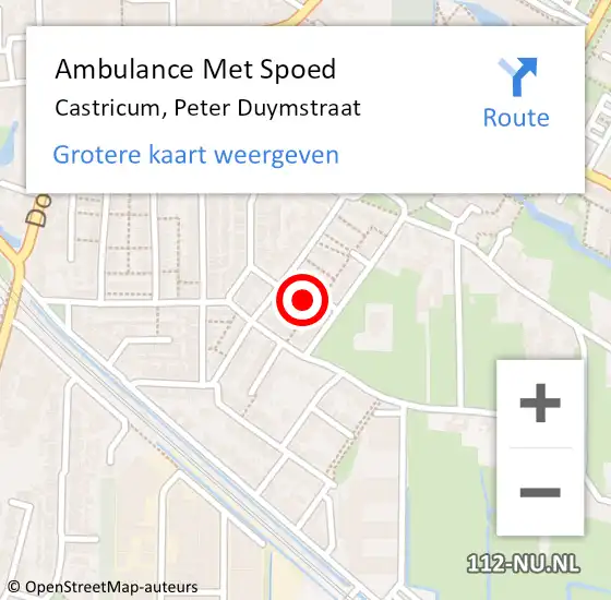 Locatie op kaart van de 112 melding: Ambulance Met Spoed Naar Castricum, Peter Duymstraat op 14 mei 2022 08:08