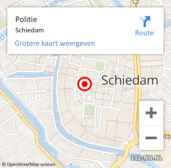Locatie op kaart van de 112 melding: Politie Schiedam op 14 mei 2022 08:16