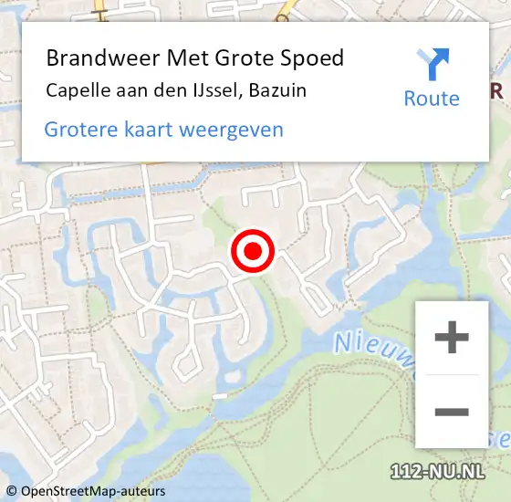 Locatie op kaart van de 112 melding: Brandweer Met Grote Spoed Naar Capelle aan den IJssel, Bazuin op 14 mei 2022 08:33