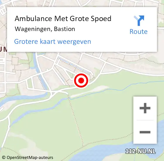 Locatie op kaart van de 112 melding: Ambulance Met Grote Spoed Naar Wageningen, Bastion op 14 mei 2022 08:37