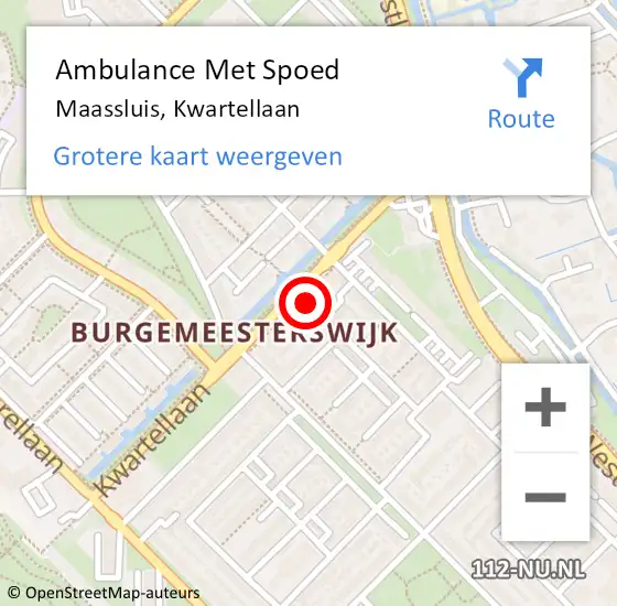 Locatie op kaart van de 112 melding: Ambulance Met Spoed Naar Maassluis, Kwartellaan op 14 mei 2022 08:39