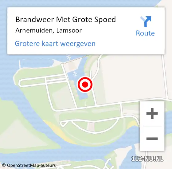 Locatie op kaart van de 112 melding: Brandweer Met Grote Spoed Naar Arnemuiden, Lamsoor op 14 mei 2022 08:49