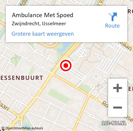 Locatie op kaart van de 112 melding: Ambulance Met Spoed Naar Zwijndrecht, IJsselmeer op 14 mei 2022 09:15