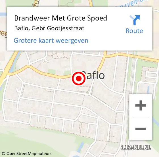 Locatie op kaart van de 112 melding: Brandweer Met Grote Spoed Naar Baflo, Gebr Gootjesstraat op 14 mei 2022 09:34