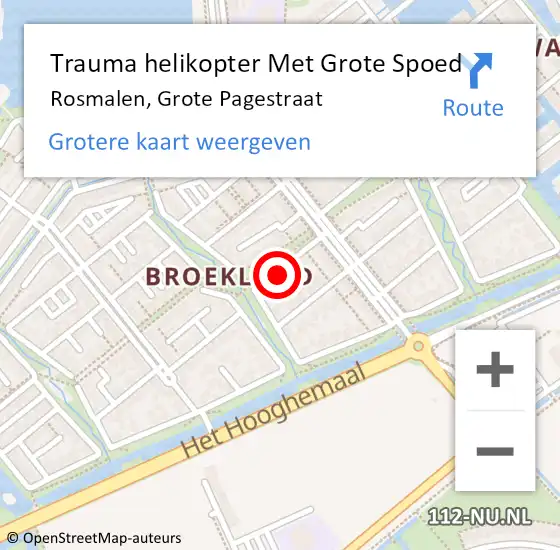Locatie op kaart van de 112 melding: Trauma helikopter Met Grote Spoed Naar Rosmalen, Grote Pagestraat op 14 mei 2022 09:45