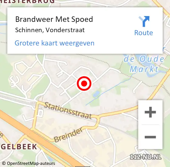 Locatie op kaart van de 112 melding: Brandweer Met Spoed Naar Schinnen, Vonderstraat op 14 mei 2022 10:10