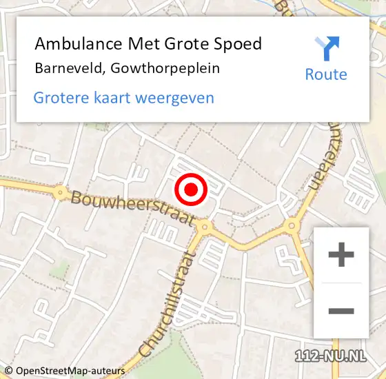 Locatie op kaart van de 112 melding: Ambulance Met Grote Spoed Naar Barneveld, Gowthorpeplein op 14 mei 2022 10:20