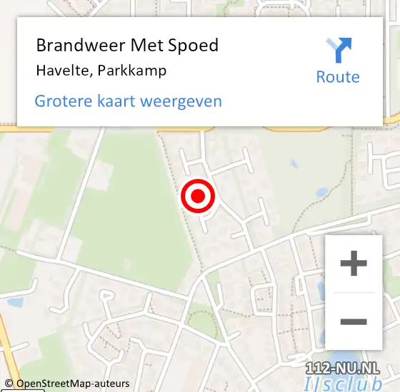 Locatie op kaart van de 112 melding: Brandweer Met Spoed Naar Havelte, Parkkamp op 14 mei 2022 10:33