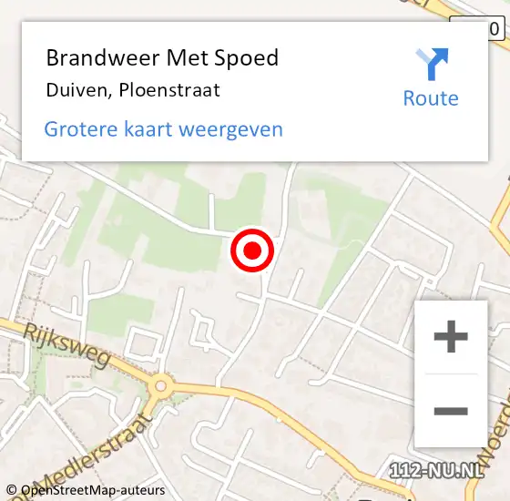 Locatie op kaart van de 112 melding: Brandweer Met Spoed Naar Duiven, Ploenstraat op 14 mei 2022 10:35