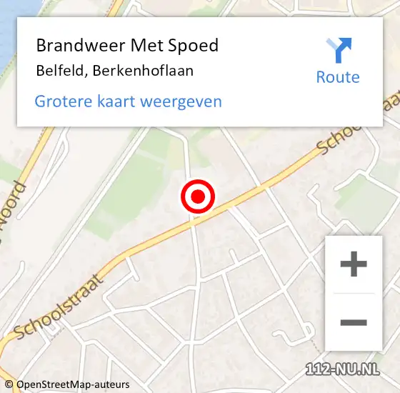 Locatie op kaart van de 112 melding: Brandweer Met Spoed Naar Belfeld, Berkenhoflaan op 14 mei 2022 10:43