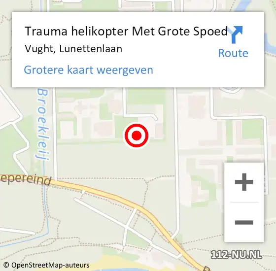 Locatie op kaart van de 112 melding: Trauma helikopter Met Grote Spoed Naar Vught, Lunettenlaan op 14 mei 2022 10:49