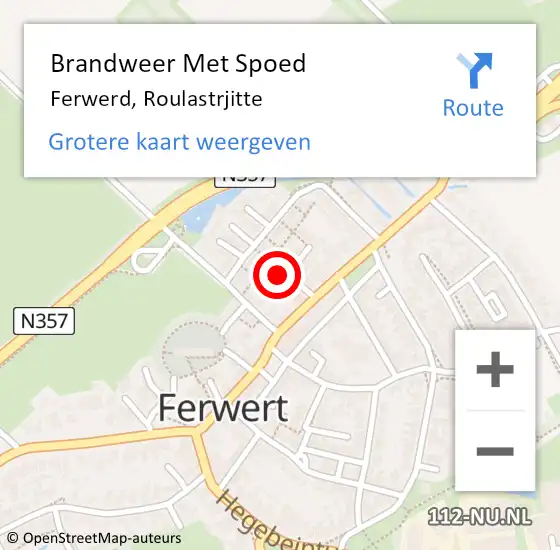 Locatie op kaart van de 112 melding: Brandweer Met Spoed Naar Ferwerd, Roulastrjitte op 14 mei 2022 11:02