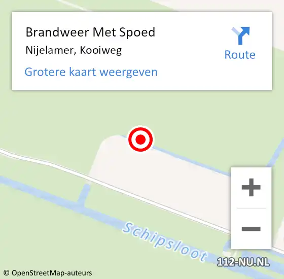 Locatie op kaart van de 112 melding: Brandweer Met Spoed Naar Nijelamer, Kooiweg op 14 mei 2022 11:07