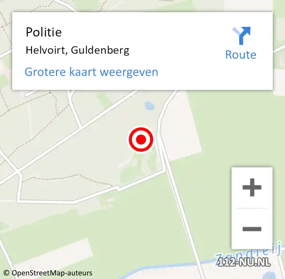 Locatie op kaart van de 112 melding: Politie Helvoirt, Guldenberg op 14 mei 2022 11:26