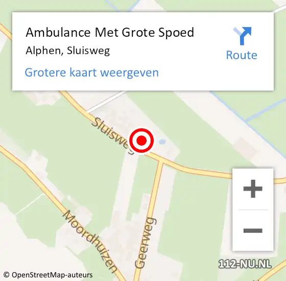 Locatie op kaart van de 112 melding: Ambulance Met Grote Spoed Naar Alphen, Sluisweg op 14 mei 2022 11:33