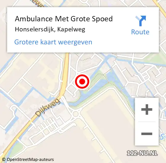 Locatie op kaart van de 112 melding: Ambulance Met Grote Spoed Naar Honselersdijk, Kapelweg op 14 mei 2022 11:53