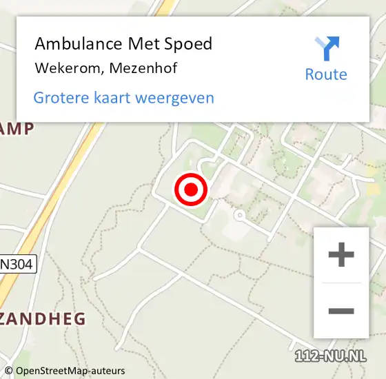 Locatie op kaart van de 112 melding: Ambulance Met Spoed Naar Wekerom, Mezenhof op 14 mei 2022 12:00