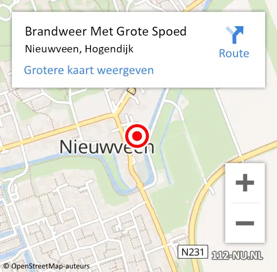 Locatie op kaart van de 112 melding: Brandweer Met Grote Spoed Naar Nieuwveen, Hogendijk op 14 mei 2022 12:06