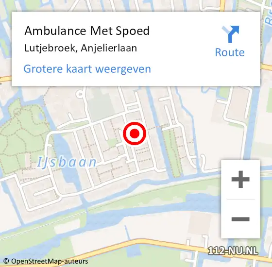 Locatie op kaart van de 112 melding: Ambulance Met Spoed Naar Lutjebroek, Anjelierlaan op 14 mei 2022 12:08