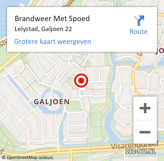 Locatie op kaart van de 112 melding: Brandweer Met Spoed Naar Lelystad, Galjoen 22 op 14 mei 2022 12:25