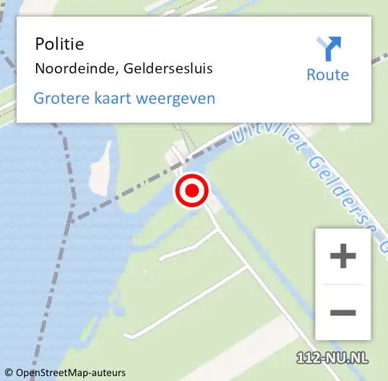 Locatie op kaart van de 112 melding: Politie Noordeinde, Geldersesluis op 14 mei 2022 12:37