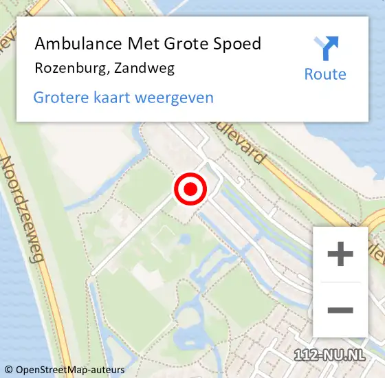 Locatie op kaart van de 112 melding: Ambulance Met Grote Spoed Naar Rozenburg, Zandweg op 14 mei 2022 12:39