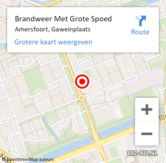 Locatie op kaart van de 112 melding: Brandweer Met Grote Spoed Naar Amersfoort, Gaweinplaats op 14 mei 2022 12:47