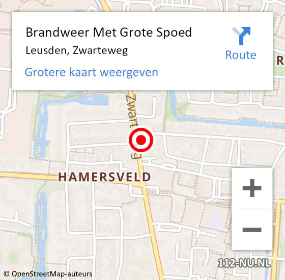 Locatie op kaart van de 112 melding: Brandweer Met Grote Spoed Naar Leusden, Zwarteweg op 14 mei 2022 12:50