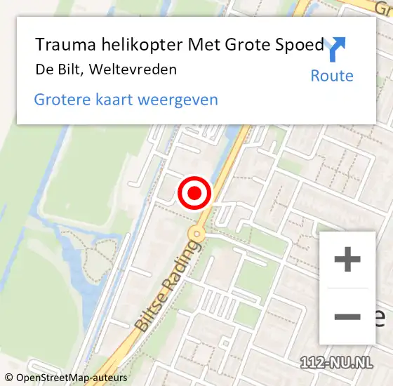 Locatie op kaart van de 112 melding: Trauma helikopter Met Grote Spoed Naar De Bilt, Weltevreden op 14 mei 2022 12:50