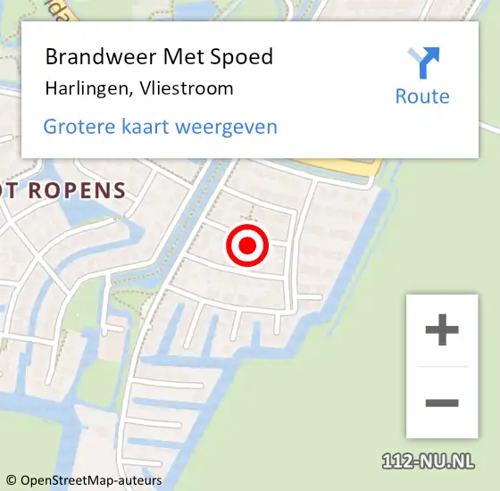 Locatie op kaart van de 112 melding: Brandweer Met Spoed Naar Harlingen, Vliestroom op 14 mei 2022 12:51