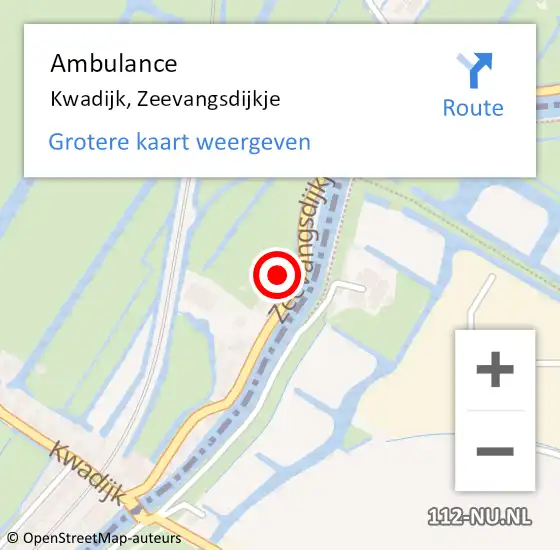 Locatie op kaart van de 112 melding: Ambulance Kwadijk, Zeevangsdijkje op 14 mei 2022 13:00