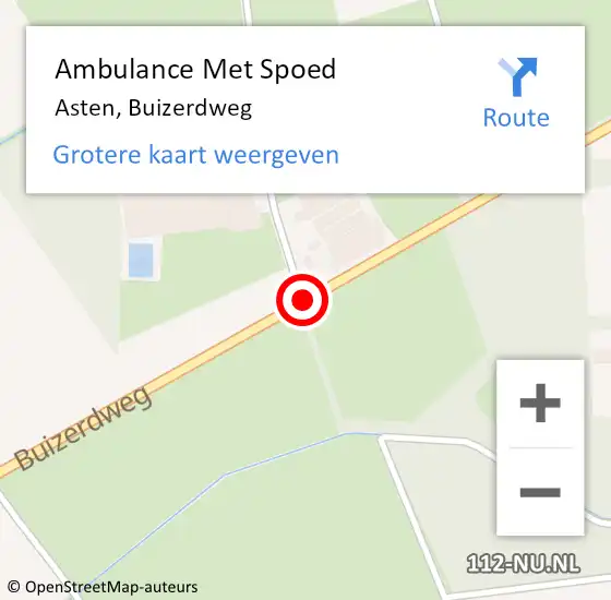 Locatie op kaart van de 112 melding: Ambulance Met Spoed Naar Asten, Buizerdweg op 17 juli 2014 11:09