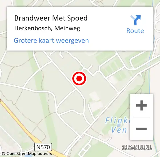 Locatie op kaart van de 112 melding: Brandweer Met Spoed Naar Herkenbosch, Meinweg op 14 mei 2022 13:10