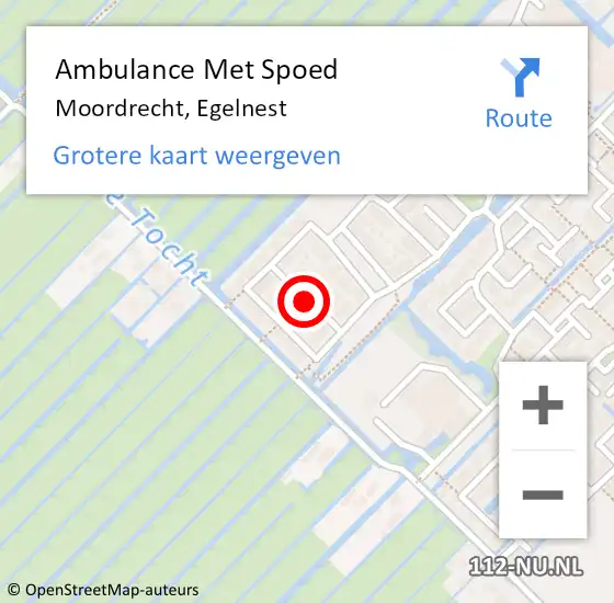 Locatie op kaart van de 112 melding: Ambulance Met Spoed Naar Moordrecht, Egelnest op 14 mei 2022 13:11