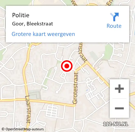 Locatie op kaart van de 112 melding: Politie Goor, Bleekstraat op 14 mei 2022 13:53