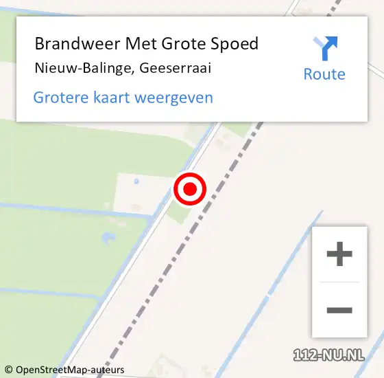 Locatie op kaart van de 112 melding: Brandweer Met Grote Spoed Naar Nieuw-Balinge, Geeserraai op 8 oktober 2013 15:28