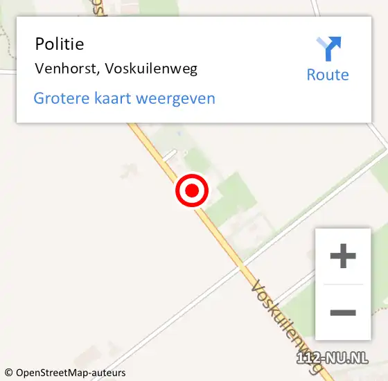 Locatie op kaart van de 112 melding: Politie Venhorst, Voskuilenweg op 14 mei 2022 14:18
