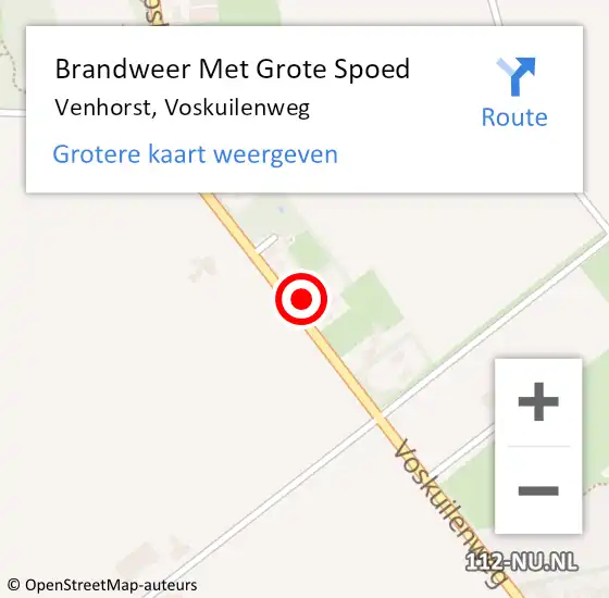 Locatie op kaart van de 112 melding: Brandweer Met Grote Spoed Naar Venhorst, Voskuilenweg op 14 mei 2022 14:19