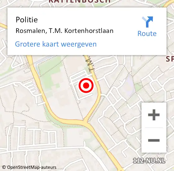 Locatie op kaart van de 112 melding: Politie Rosmalen, T.M. Kortenhorstlaan op 14 mei 2022 14:20