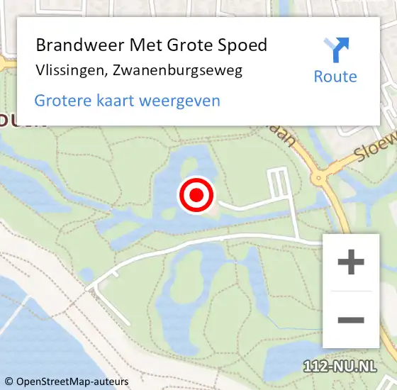 Locatie op kaart van de 112 melding: Brandweer Met Grote Spoed Naar Vlissingen, Zwanenburgseweg op 14 mei 2022 14:23