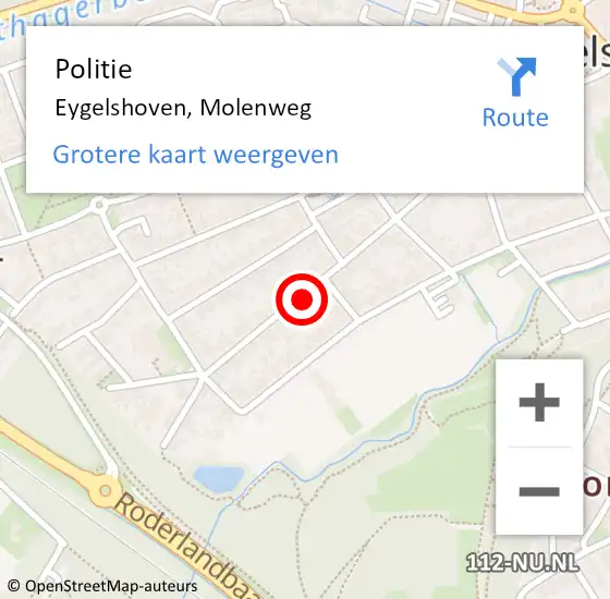 Locatie op kaart van de 112 melding: Politie Eygelshoven, Molenweg op 14 mei 2022 14:30