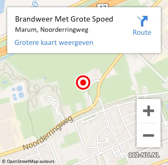 Locatie op kaart van de 112 melding: Brandweer Met Grote Spoed Naar Marum, Noorderringweg op 14 mei 2022 14:33