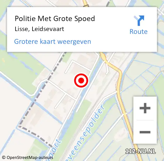 Locatie op kaart van de 112 melding: Politie Met Grote Spoed Naar Lisse, Leidsevaart op 14 mei 2022 15:01