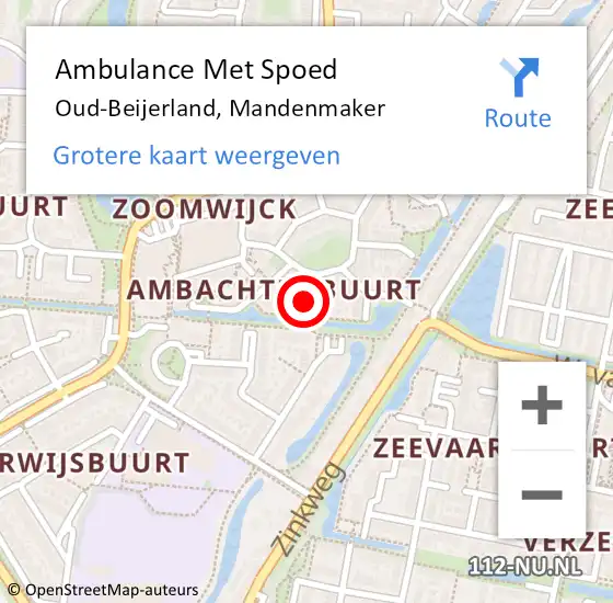 Locatie op kaart van de 112 melding: Ambulance Met Spoed Naar Oud-Beijerland, Mandenmaker op 14 mei 2022 15:02